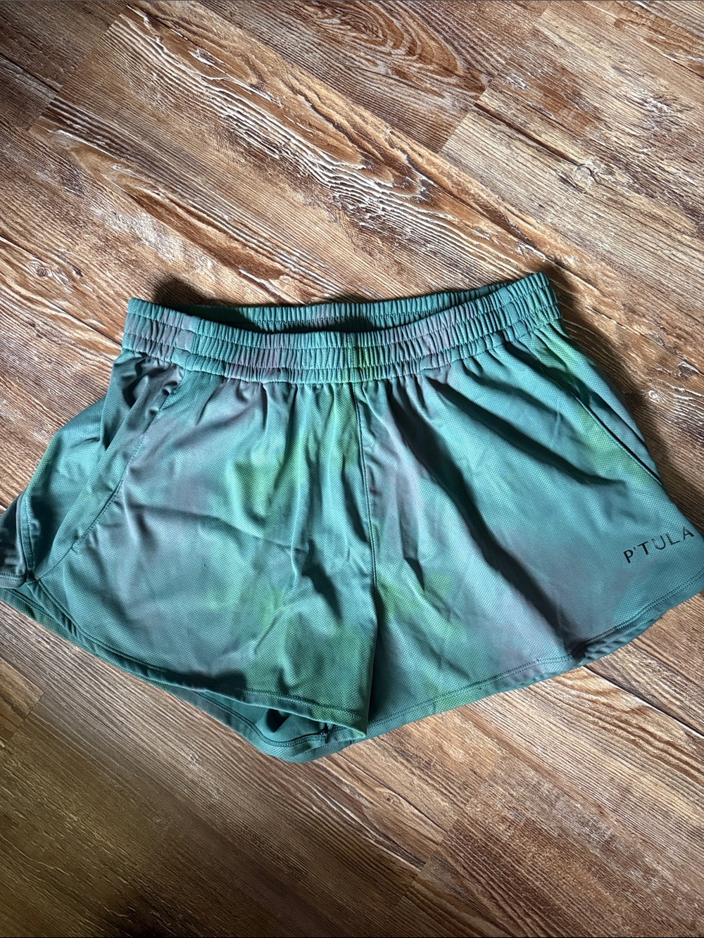 P'tula Green Tie-Dye Athletic Shorts